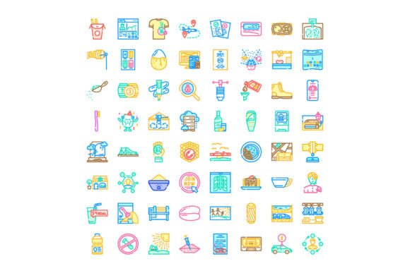 Assorted Colorful Outline Icons for Modern Digital Projects