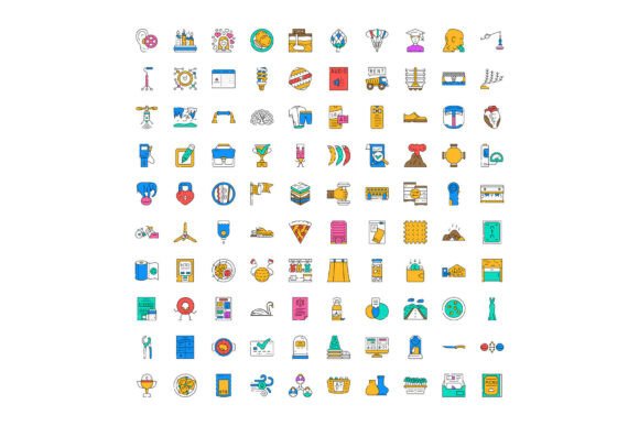 Collection of Colorful Linear Icons for Modern Digital Communication