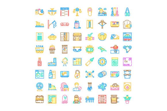 Collection of Diverse Outline Business a and Colorful Vector Icons for Modern Design Needs