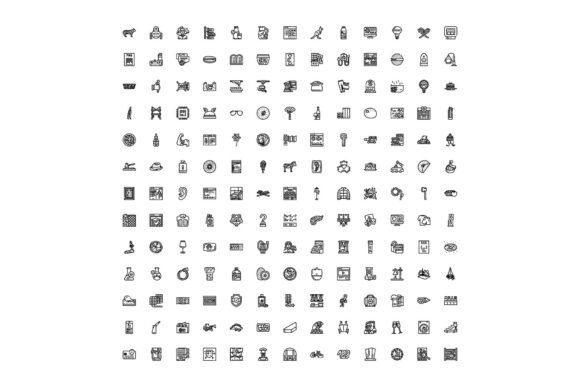 Collection of Diverse Outline Icons Flat