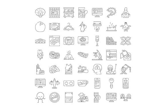 Collection of Varied Line Icons Represen