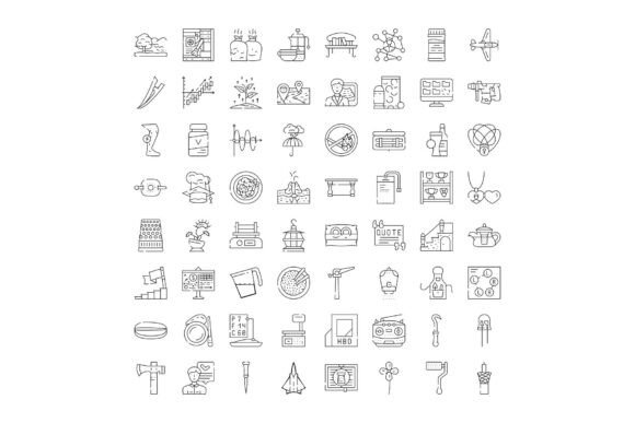Collection of Various Line Art Icons
