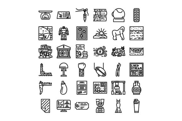 Collection of Various Line Icons Represe: A Versatile Resource for Digital Design