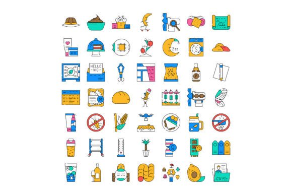 Different Line Color Icons Illustrating