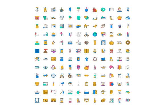 Diverse Collection of Colored Outline Bu