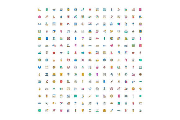 Diverse Collection of Colorful Outline M