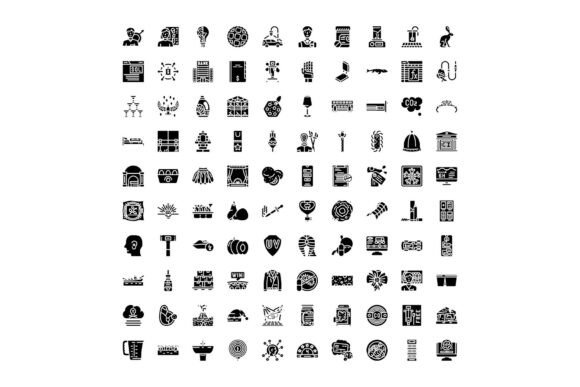 Diverse Collection of Flat Black Glyph I