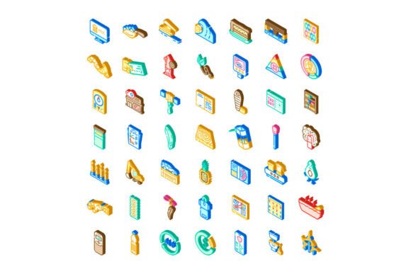 Diverse Isometric Icons Illustrating Mod