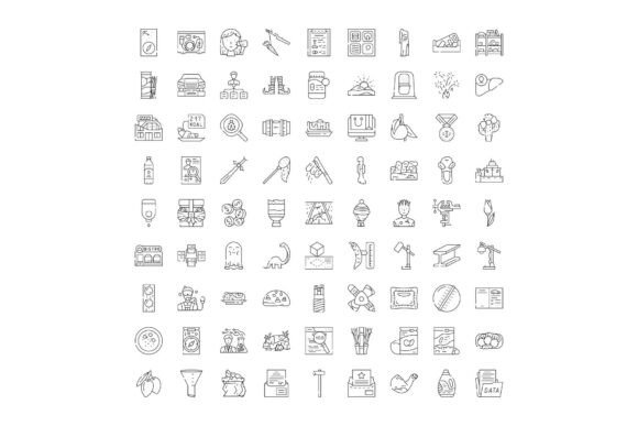 Diverse Linear Icons Collection Concept