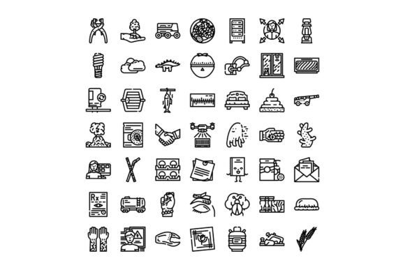 Diverse Outline Style Line Art Icons Col