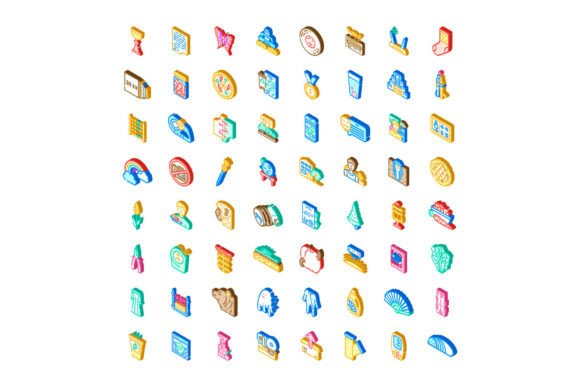 Isometric Icons Collection Showing Diver: A Creative Resource for Modern Design