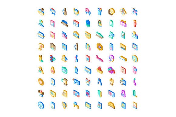 Isometric Symbols Collection Representin: A Modern Approach to Visual Communication