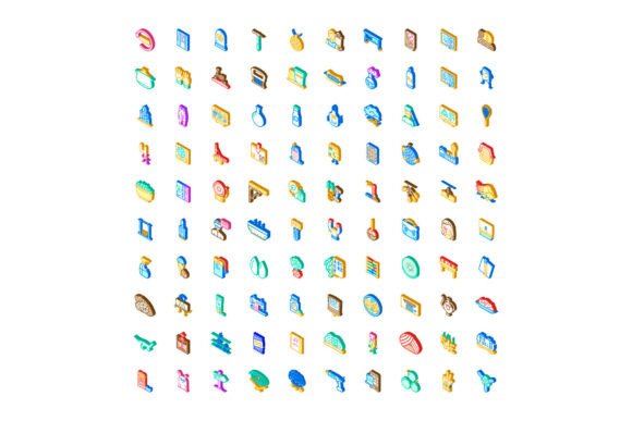 Isometric Vector Icon Collection Across