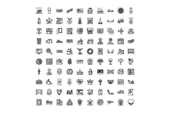 Large Collection of Diverse Line Art Ico
