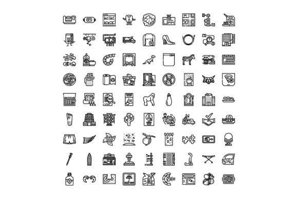 Minimal Black and White Line Icons Colle