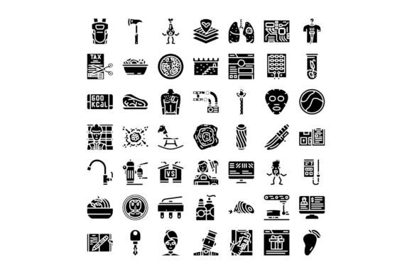 Miscellaneous Black Glyph Icons Set Coll