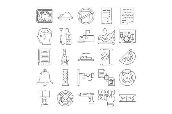 Set of Graphic Design Web Line Icons